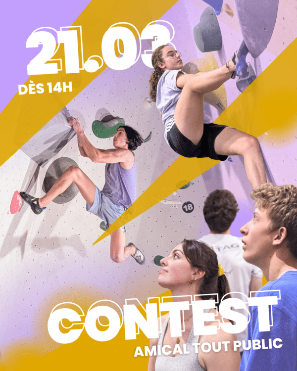 Annonce du prochain contest d''escalade au Triangle le 21 Mars.